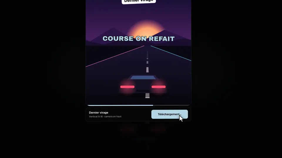 Bouton « Télécharger le clip » sous un clip vertical